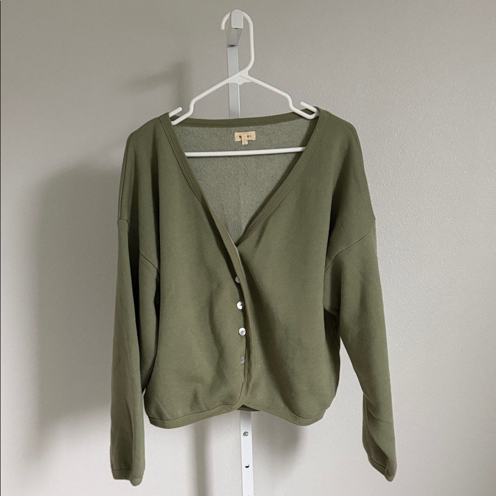 Donni Sage Button-Front Cardigan